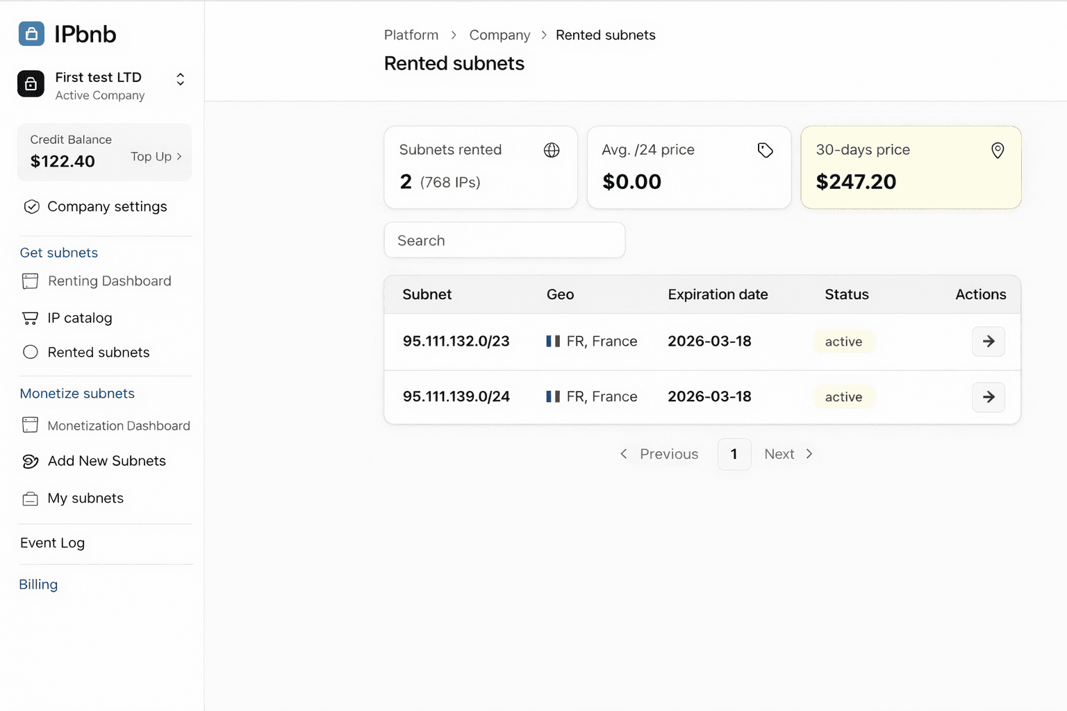 IPbnb Rented Subnets