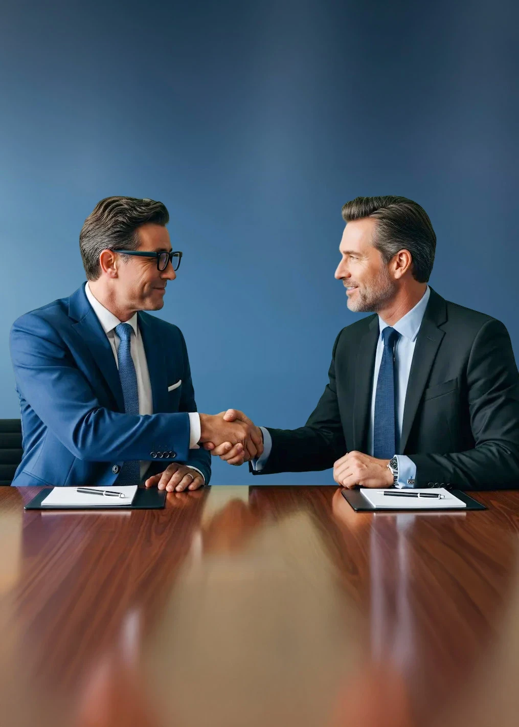 Deux hommes d’affaires heureux se serrant la main