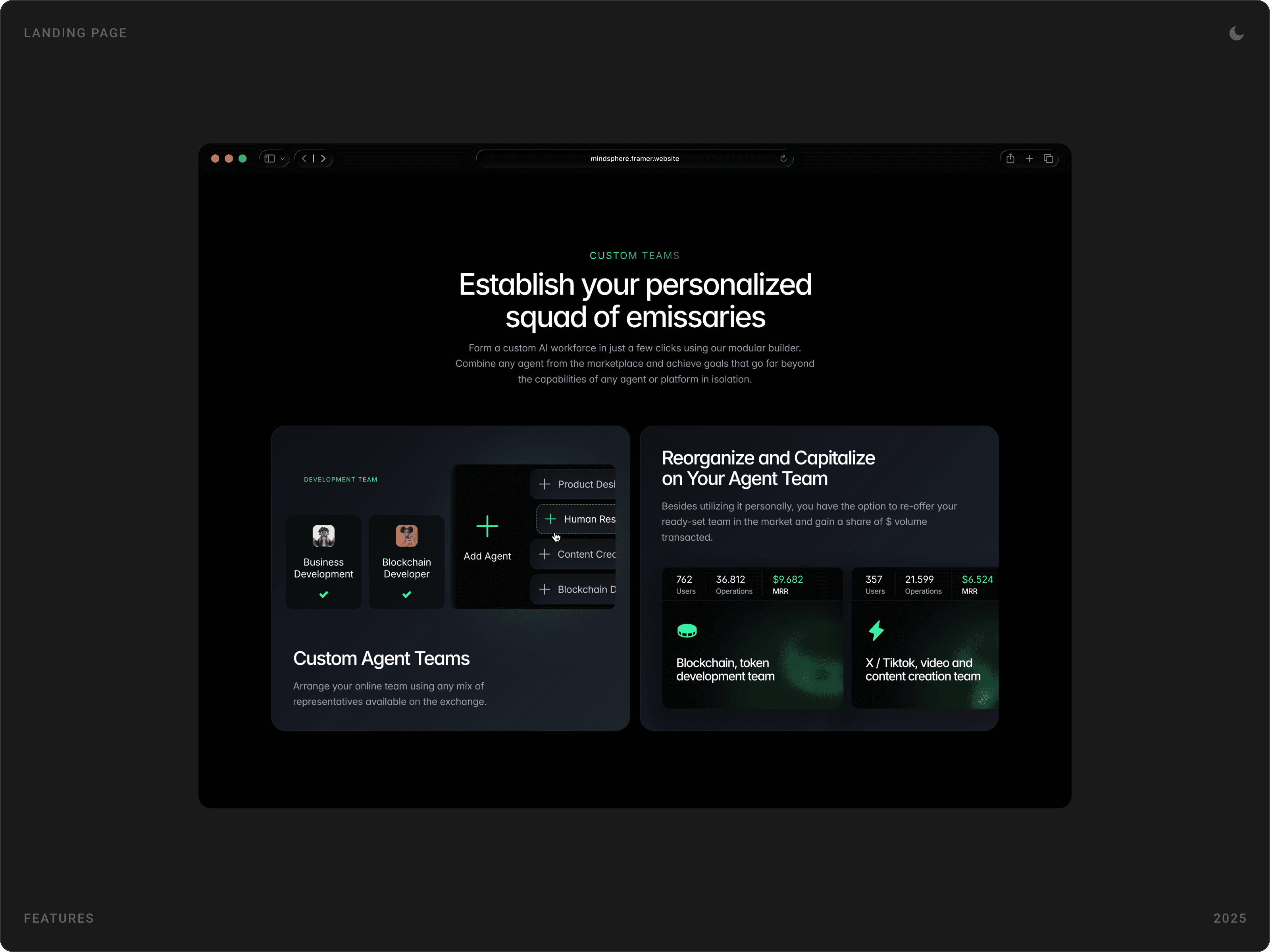Modern Custom AI Team Builder Section Design