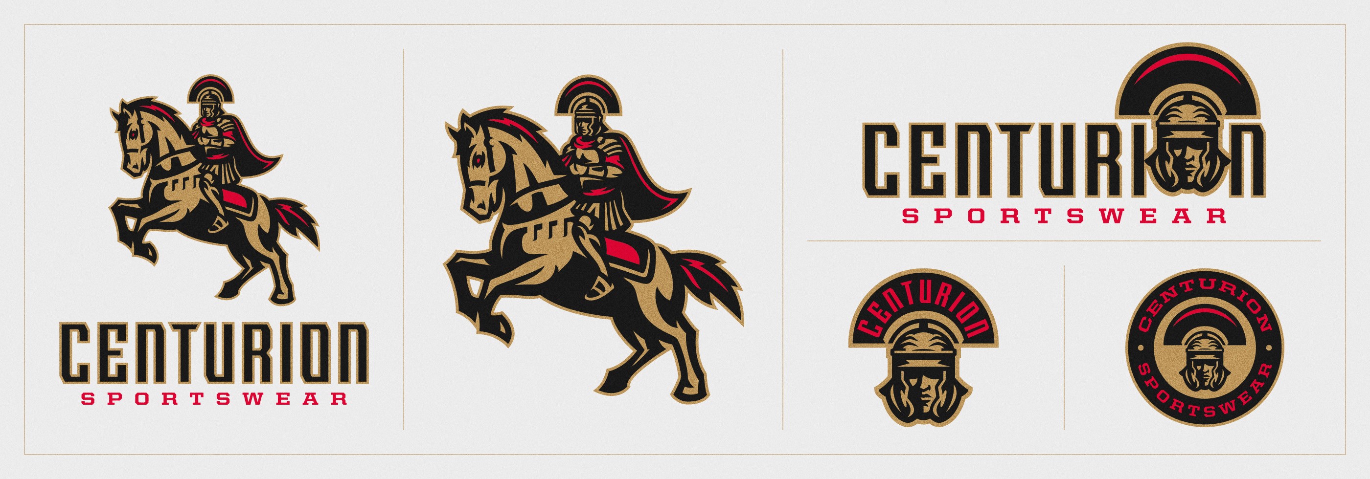 Centurion Sportswear logo system on light background.