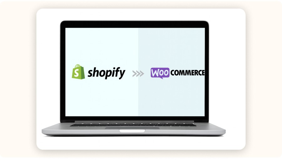 Shopify and WooCommerce on a laptop