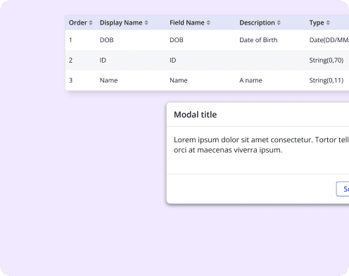 Table and modal user interface