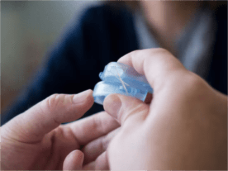 A custom-fitted oral appliance used to treat sleep apnea
