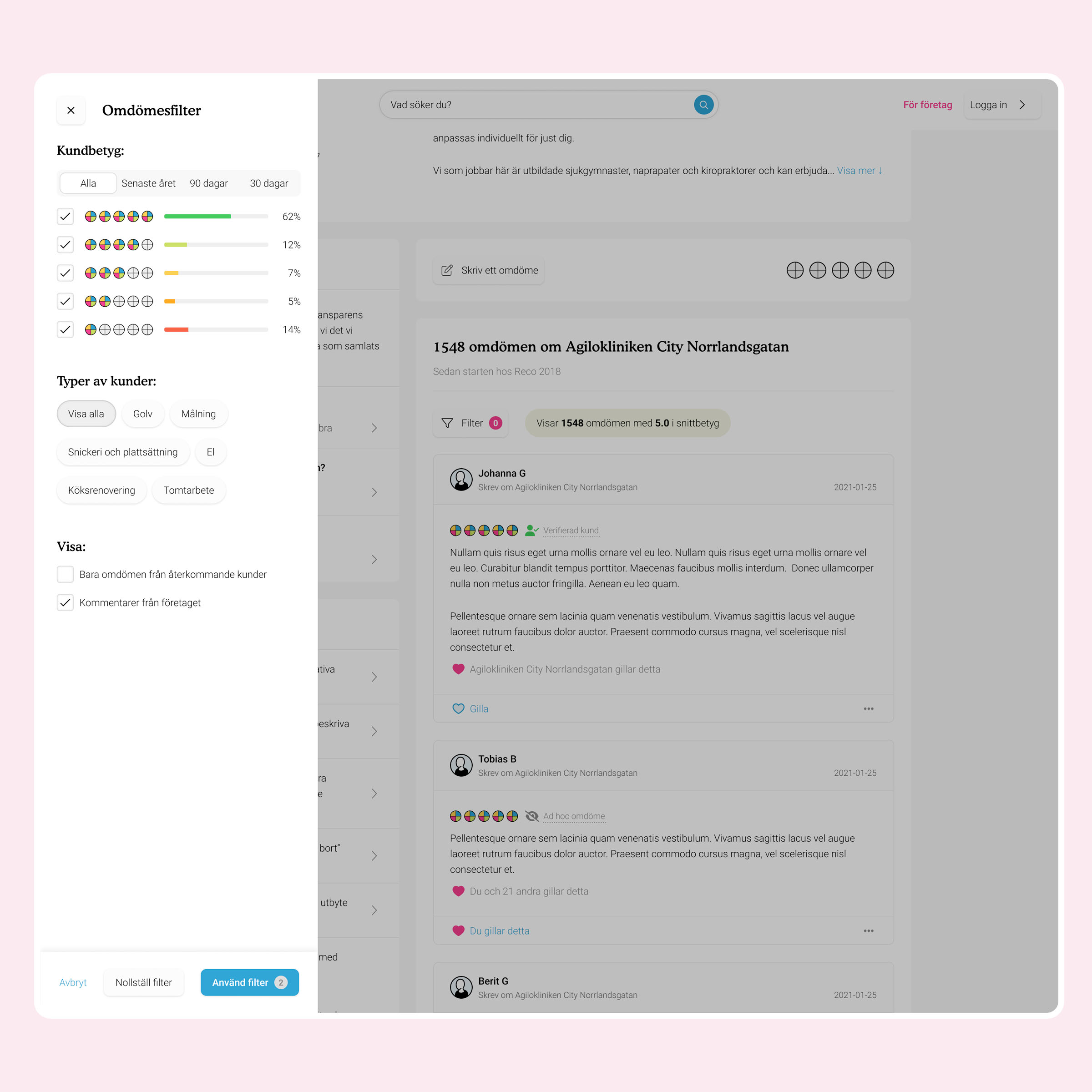 UI and UX work for Reco