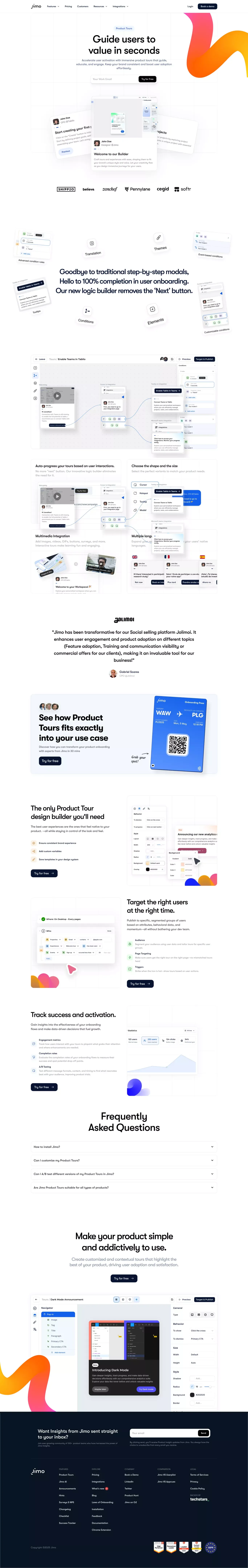 Craft Engaging Product Tour with our Onb portfolio page screenshot showcasing Design and Tech design