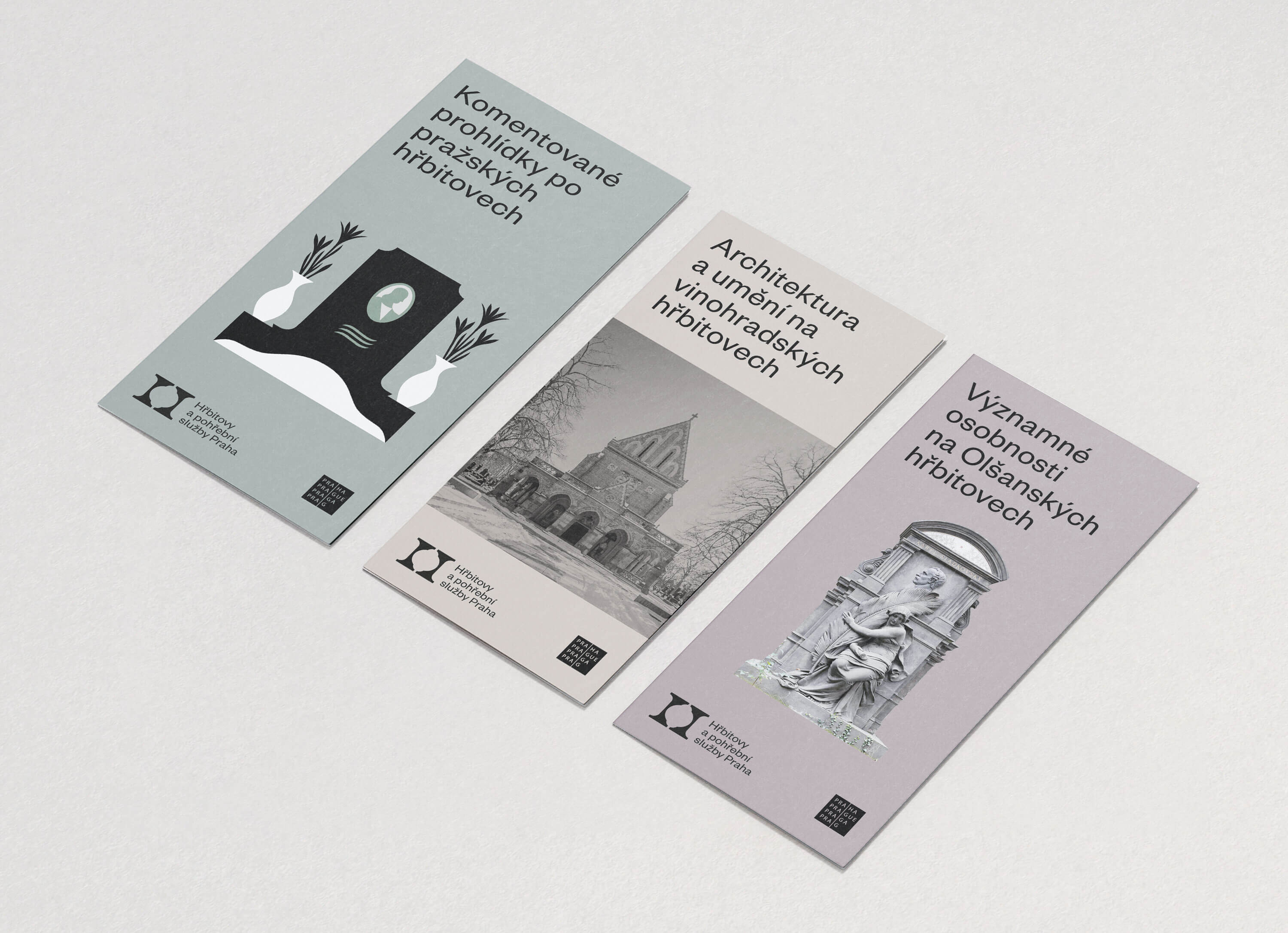 Nová vizuální identita pro Hřbitovy a pohřební služby Praha od studia Matouš Design, oceněná DESIGN BODem za citlivé grafické zpracování. Na fotografiích je vidět nové logo, ilustrace, orientační systém a tiskoviny, které přetvářejí pohled na hřbitovy jako na klidná a důstojná místa setkávání i vzpomínek.