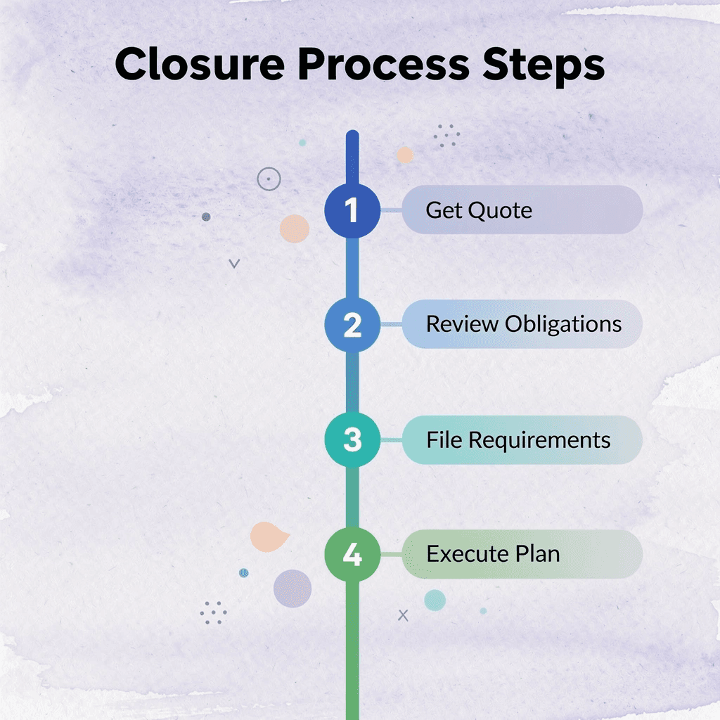  Numbered steps showing the closure process workflow