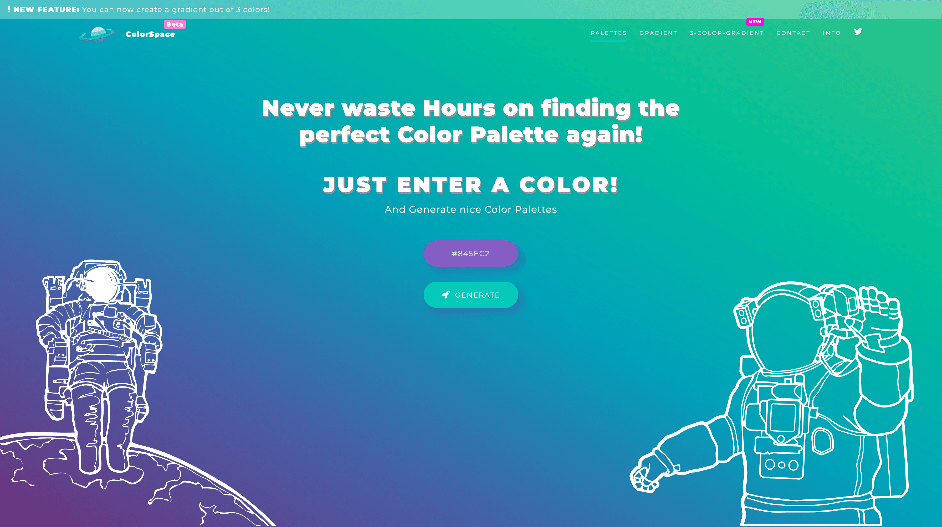 Capture d'écran du site  Colors Space