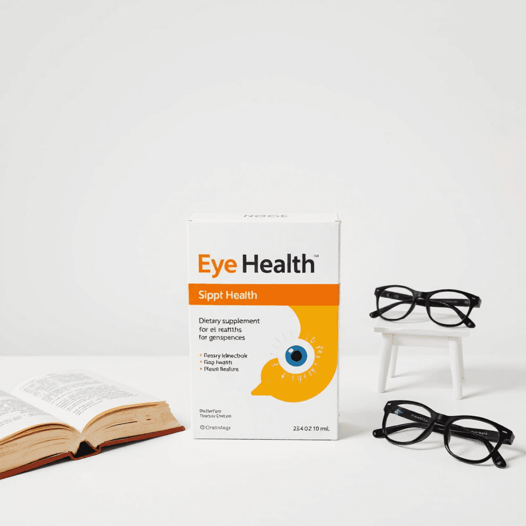 product photography of box of dietary supplement for eye health