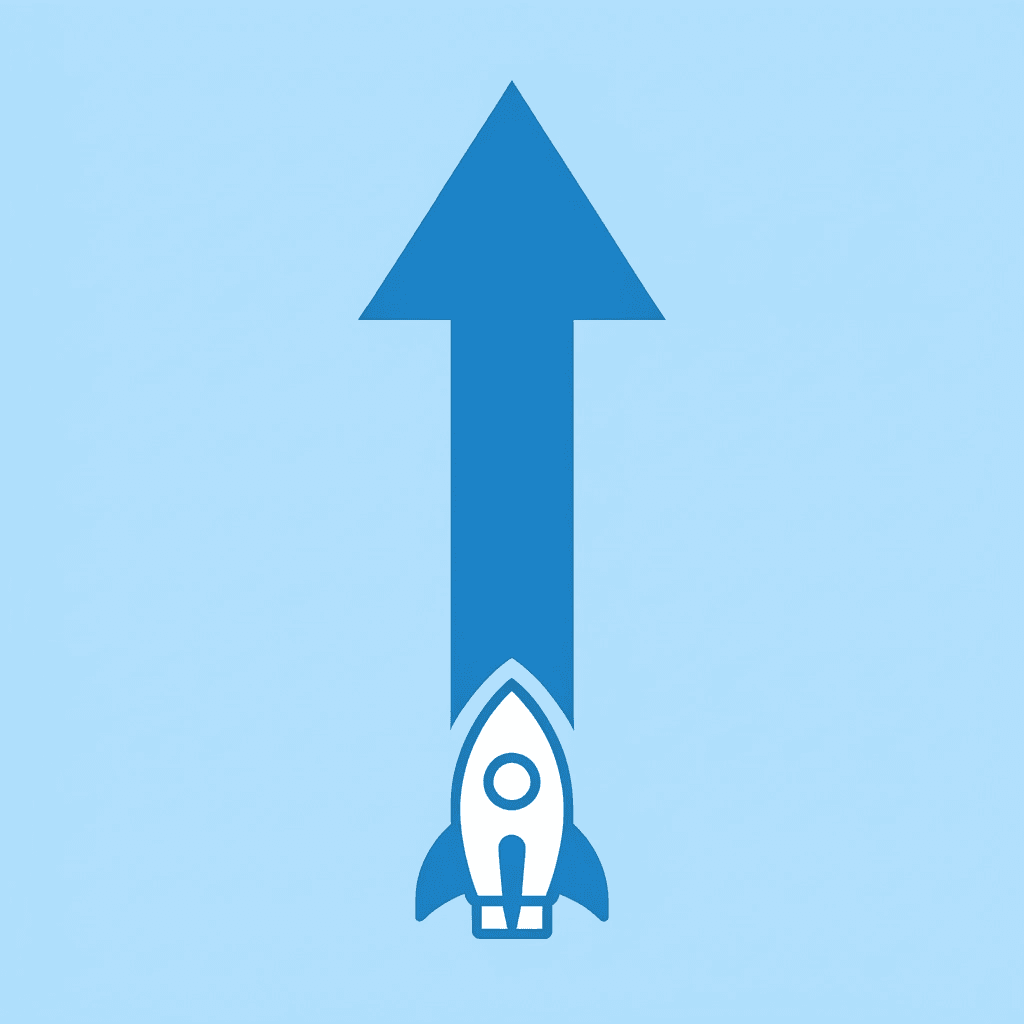 Upward arrow showing increased engagement and investment in creative projects