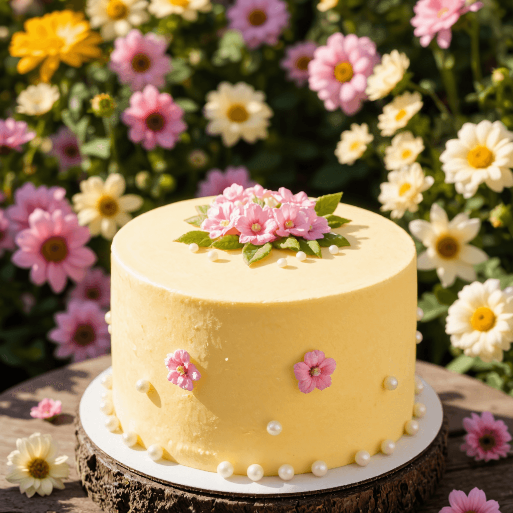 product photography of cake decorated with flowers