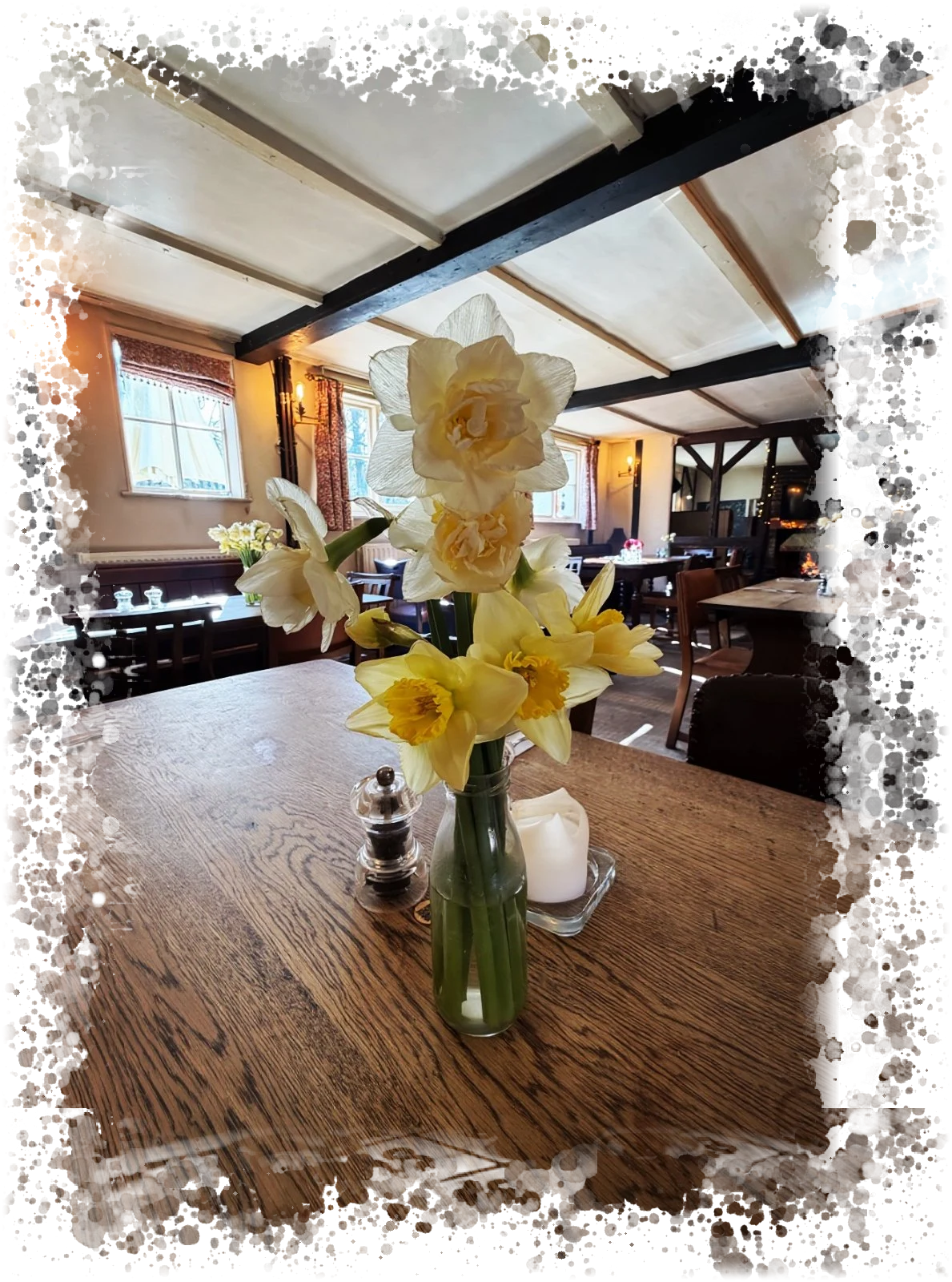 Spring flowers on the tables