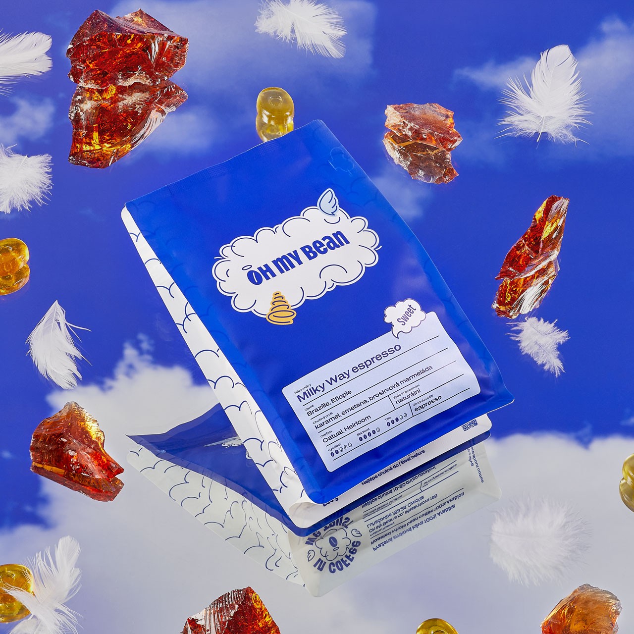 Oh My Bean Milky Way espresso coffee packaging with sweet flavour profile, designed by SLOWRAT