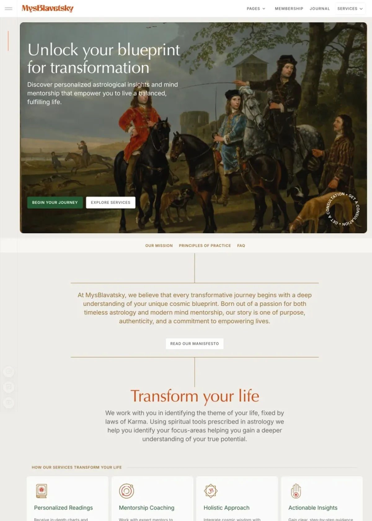 Screenshot of the MysBlavatsky About page