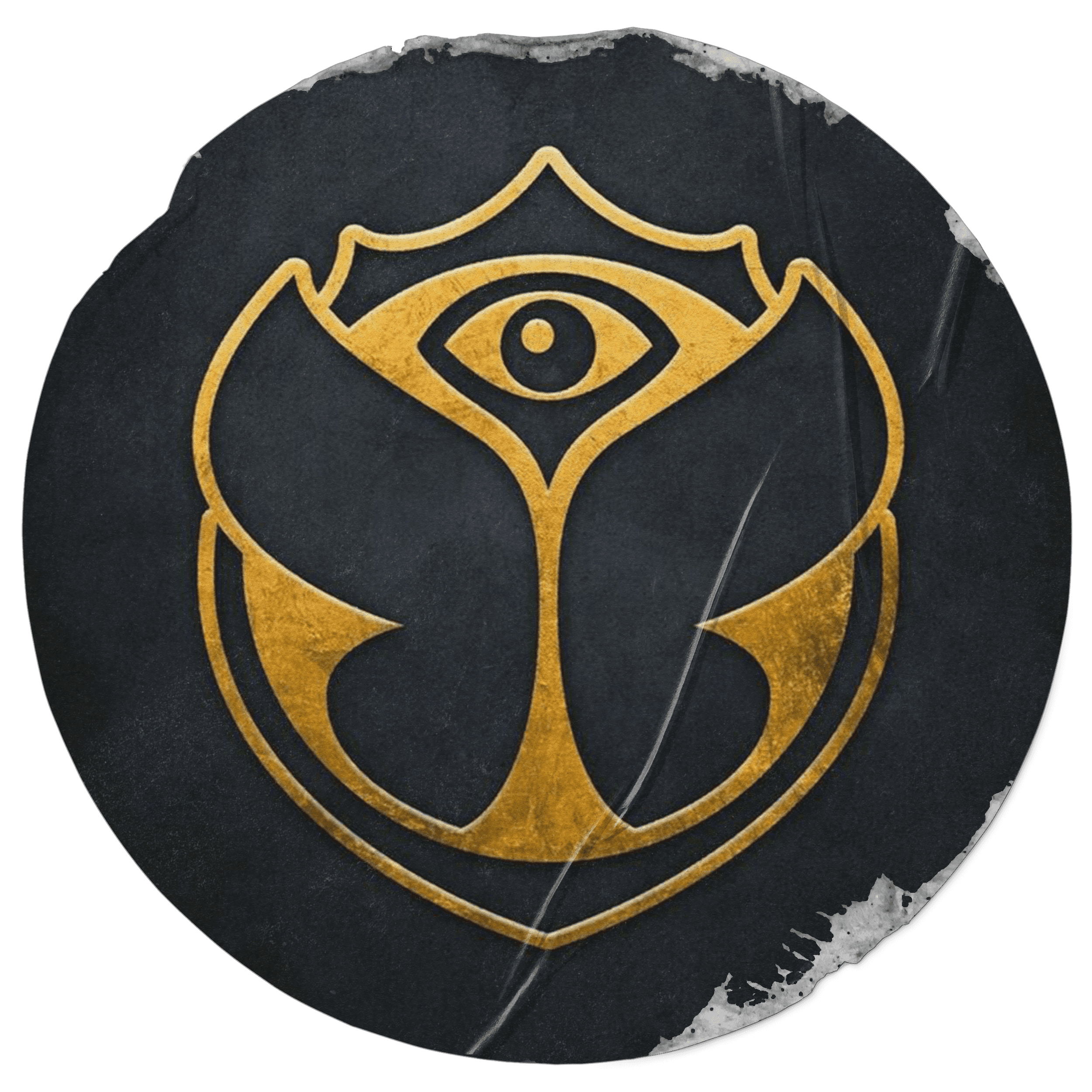 Logo featuring an ornate design with an eye, surrounded by golden elements on a dark background.