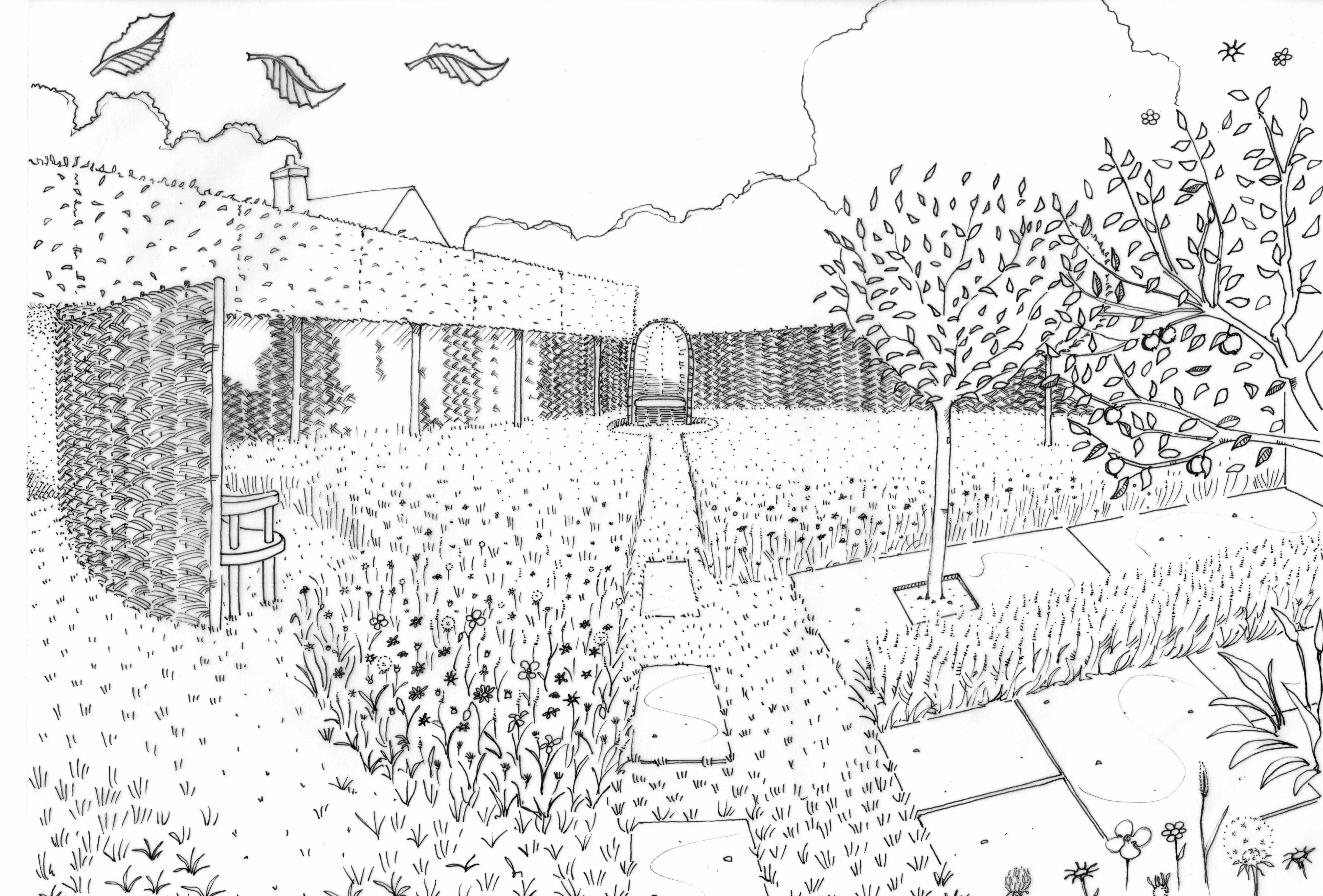 Clay vase with a card displaying its minimalist illustration