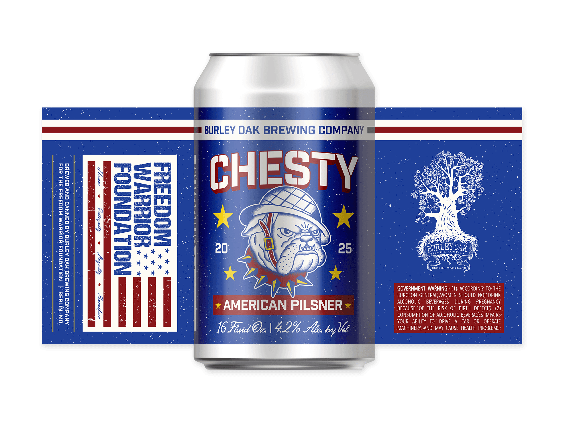 Burley Oak Brewing Company's Chesty Can Private Label for the Freedom Warrior Foundation