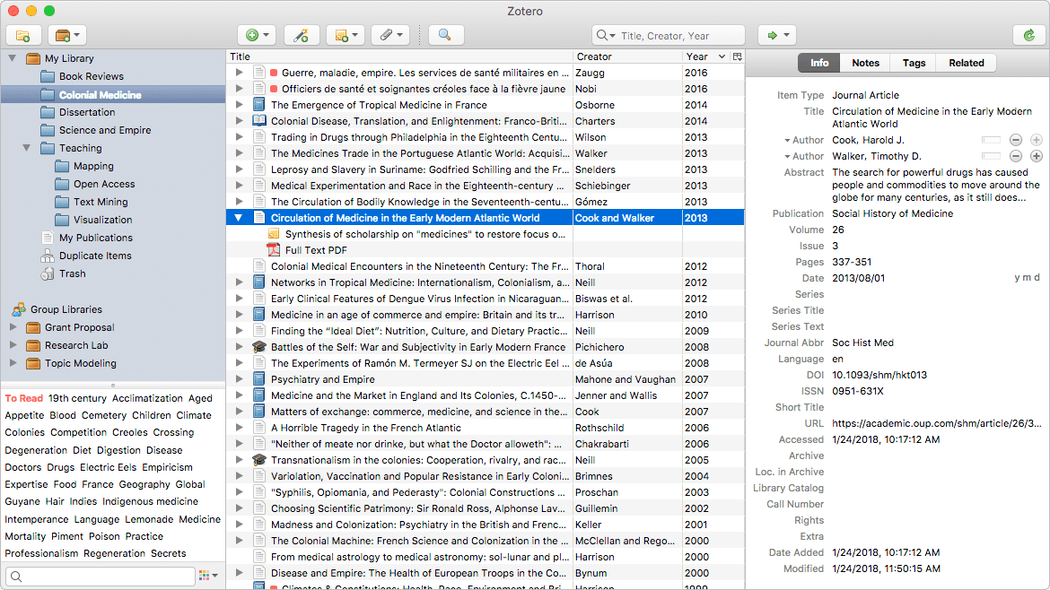 Screenshot of Zotero interface