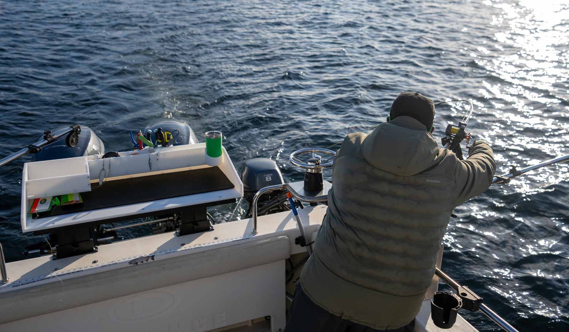 Captain setting up fishing gear