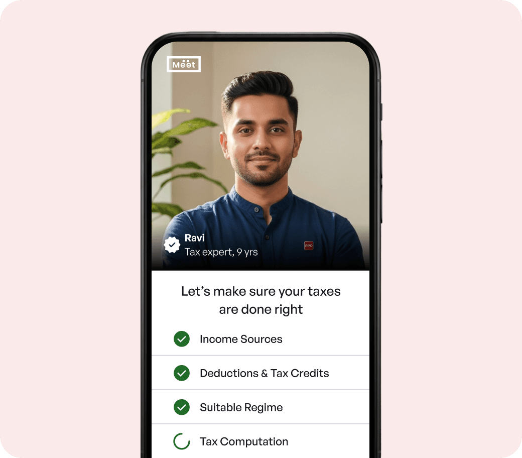 Isha, a tax expert with 5 years of experience, greeting on Meet.