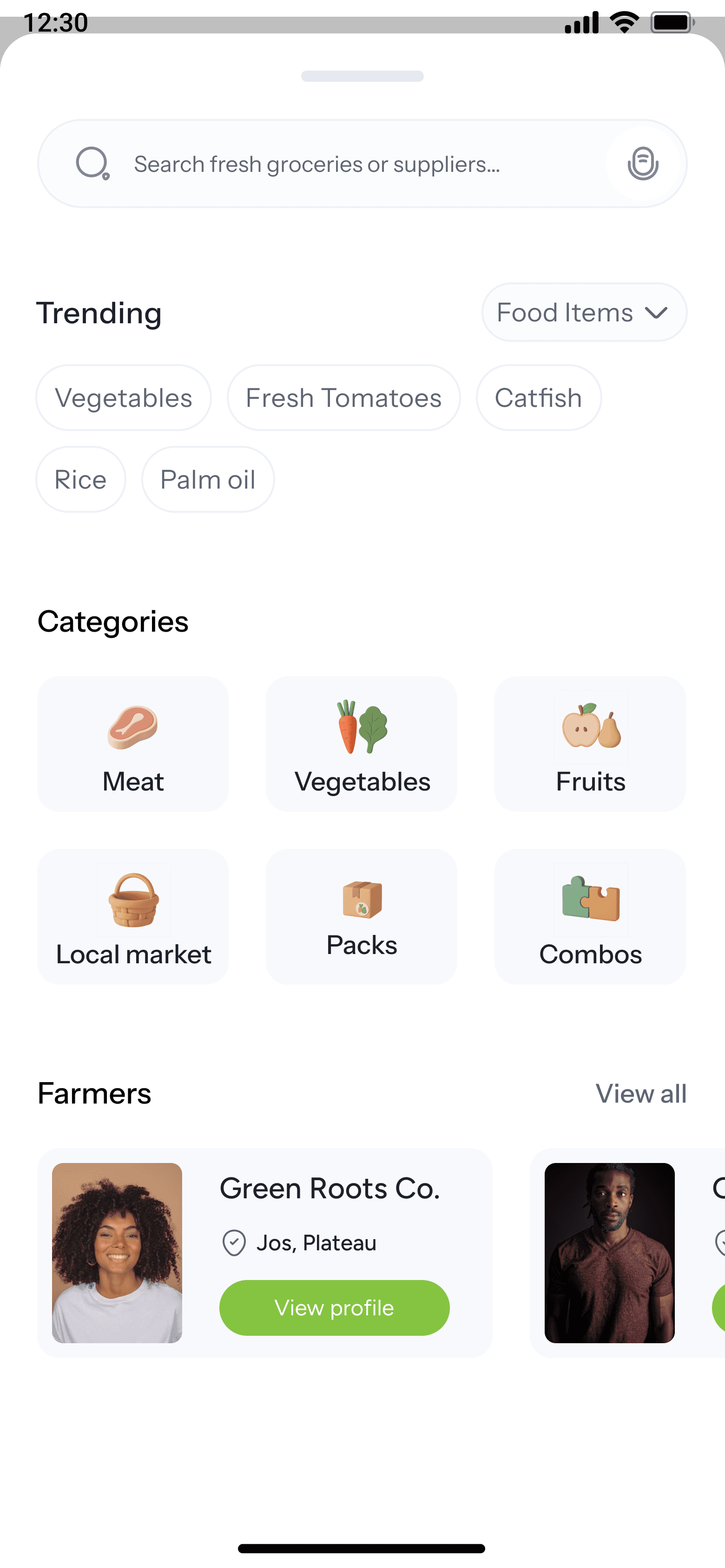 Search & Categories, screen 1