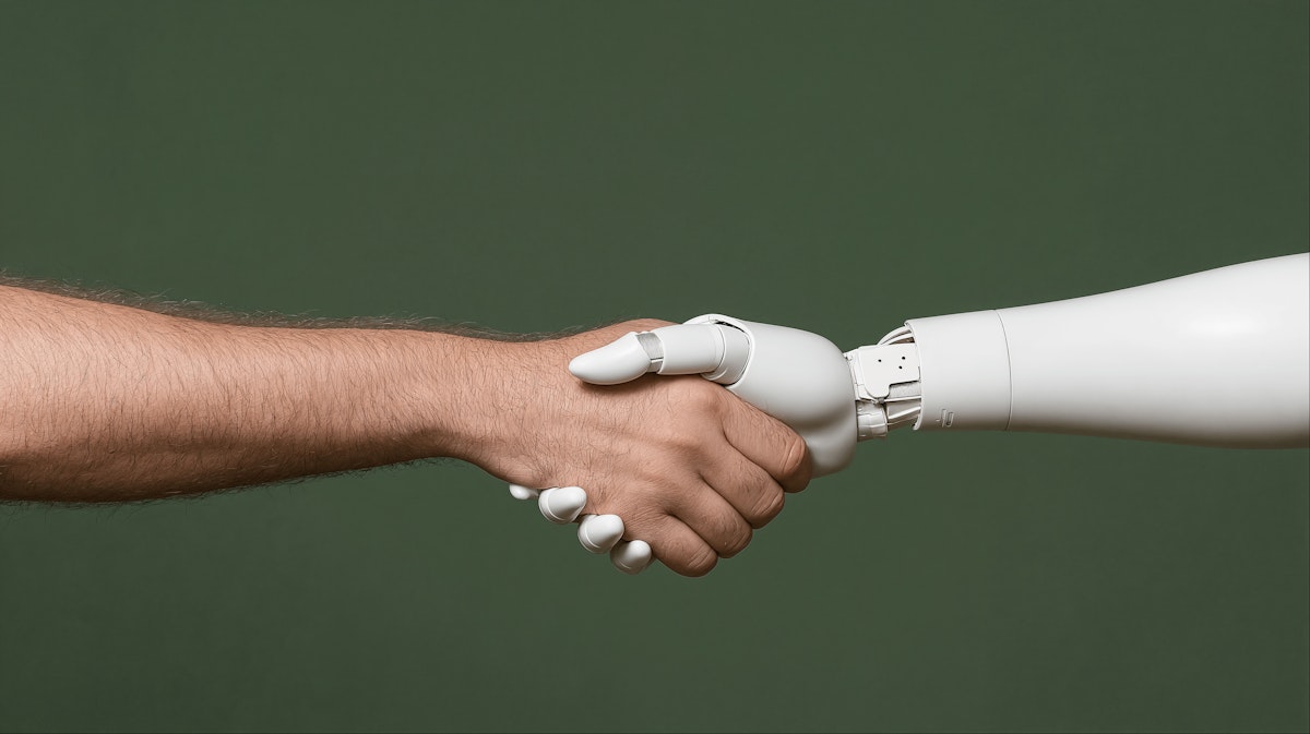 Man shaking a robots Hand