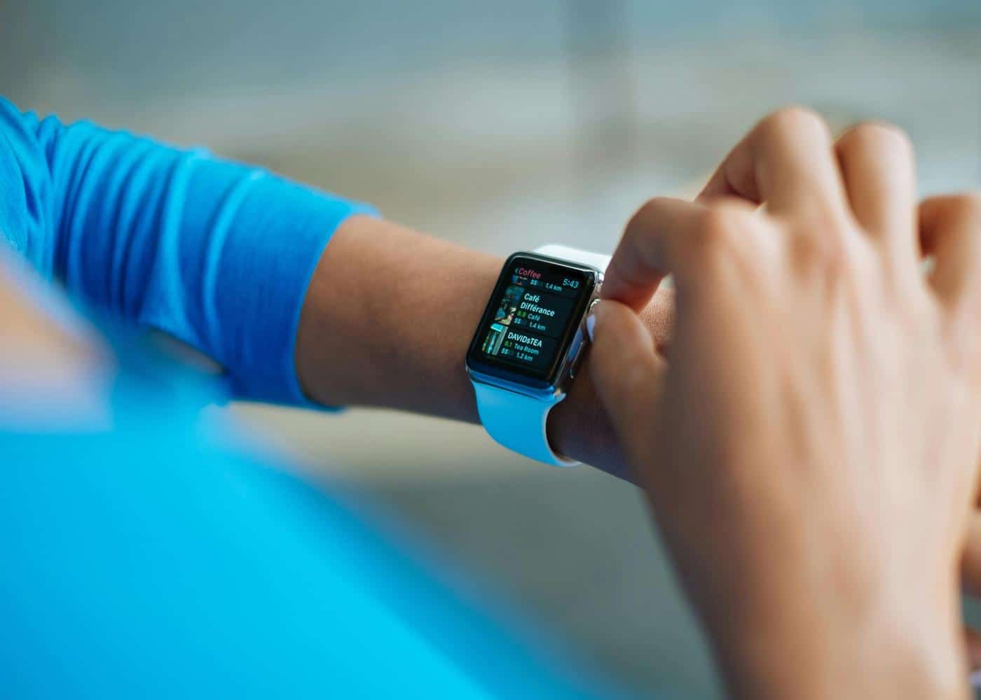 Woman tracking her quantified health metrics on a smartwatch