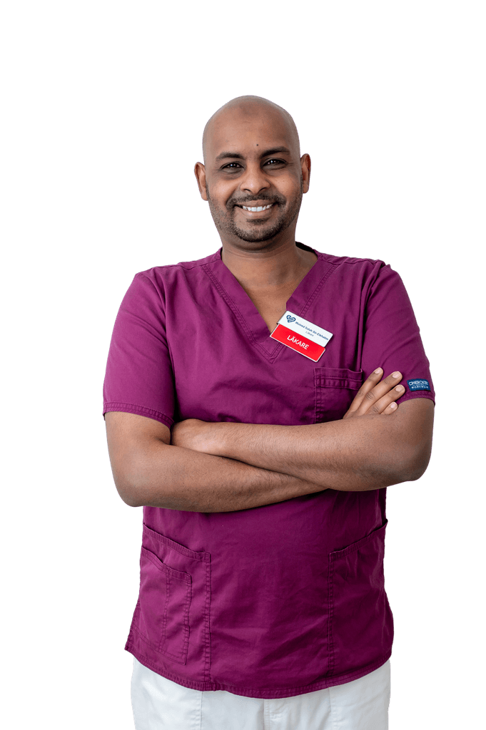 A male doctor holding a clipboard, ready to provide medical care and record patient information.