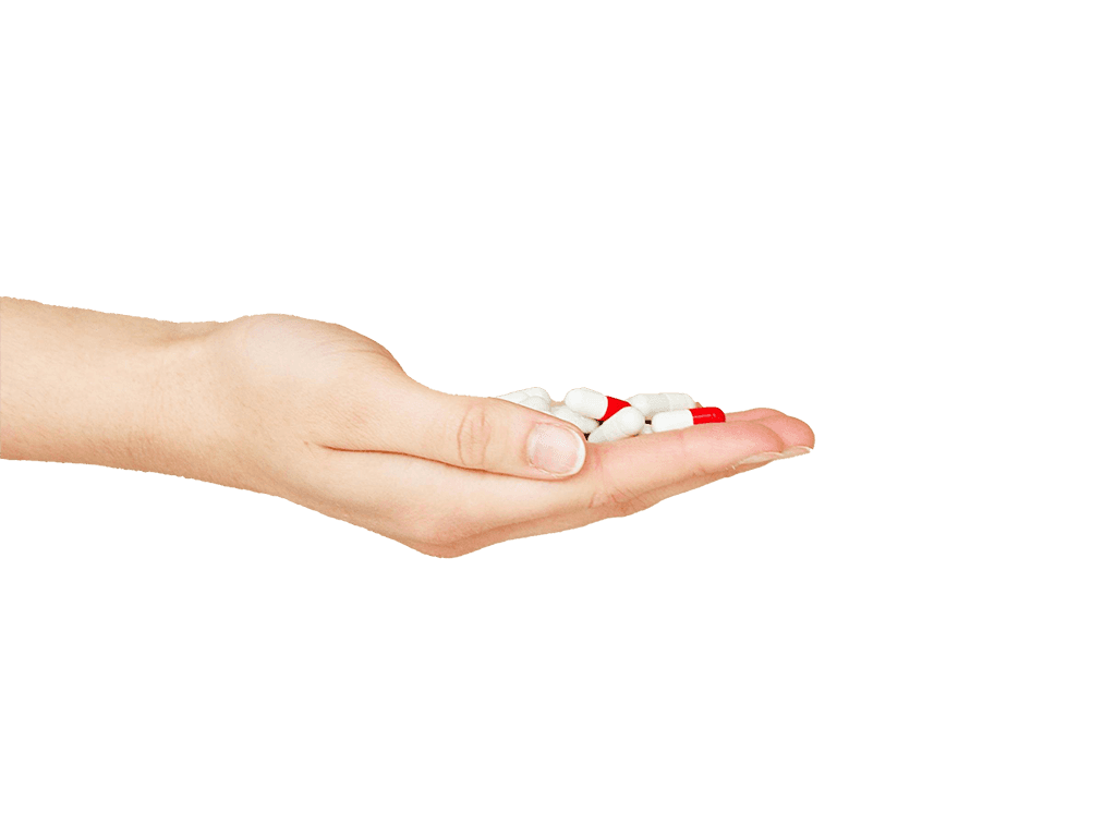 pills in a human palm