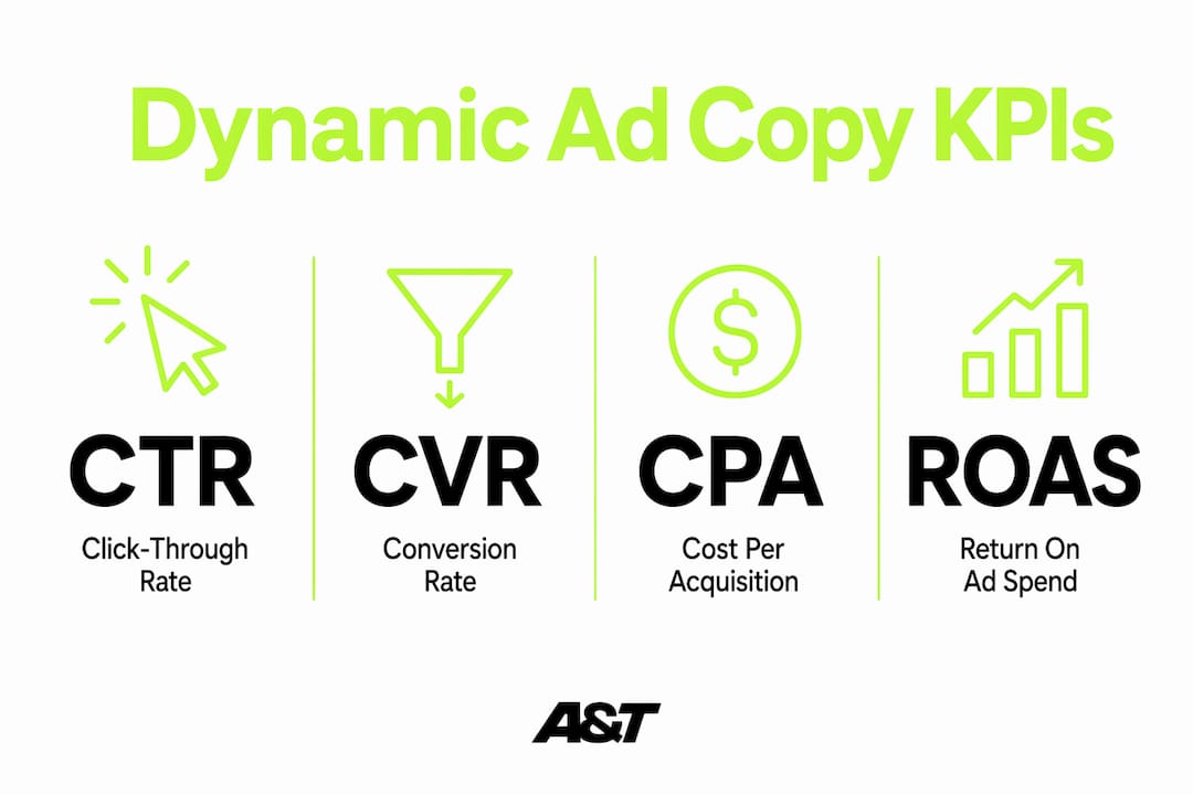 Infographic showing key performance indicators for dynamic ad copy