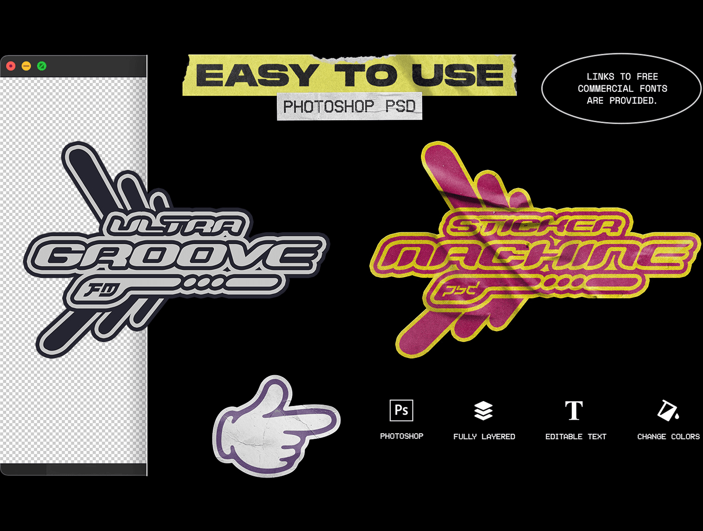 Sticker Labs Photoshop sticker mockup editing with smart object layer workflow