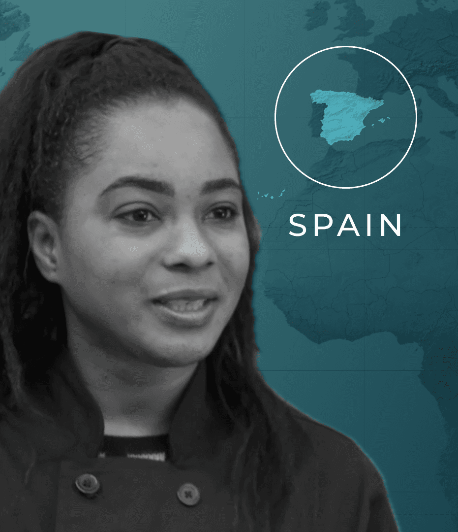 Thumbnail einer jungen Frau und im Hintergrund die Karte von Spanien.