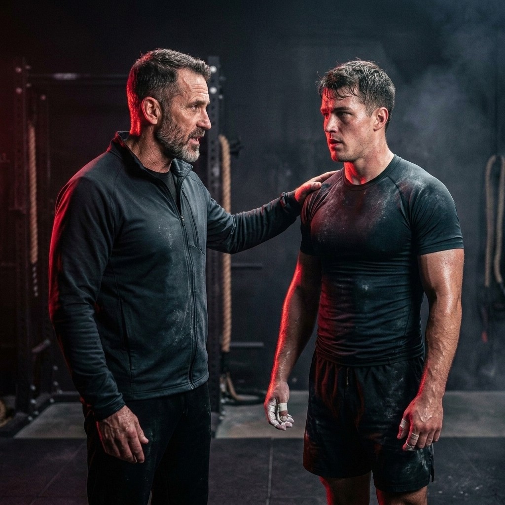 boxer with coach