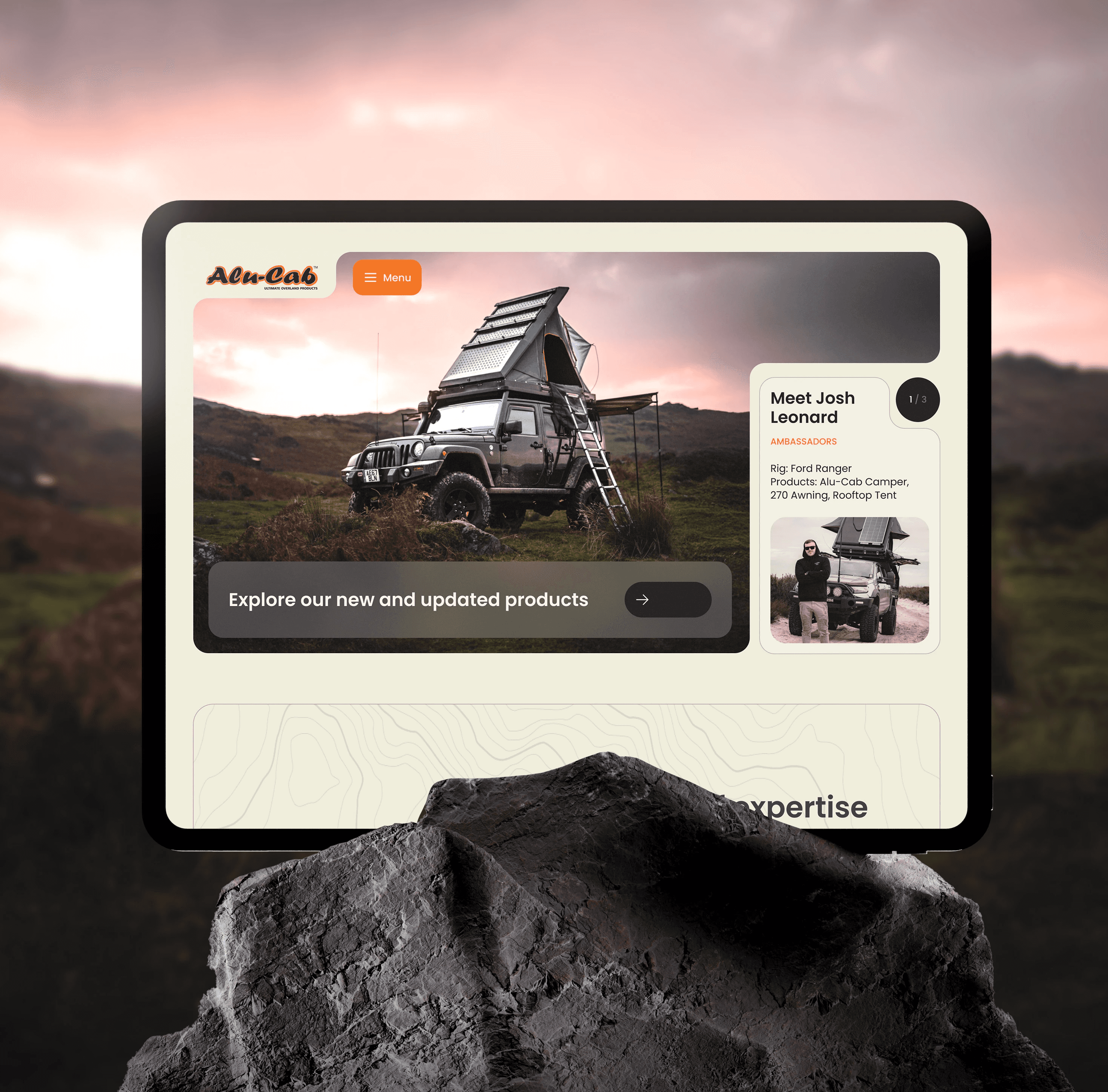 Landing page image of the Alu-Cab website