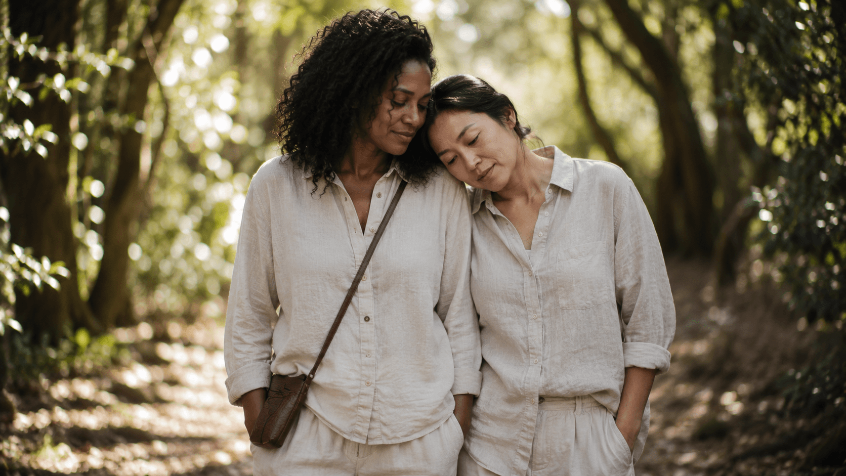 two women lying on green sod