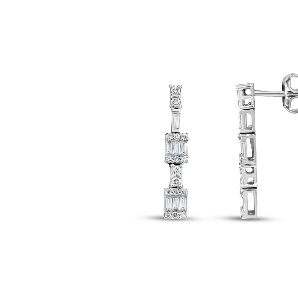 Assos 0.40 Karat Baget Kesim Pırlantalı Beyaz Altın Küpe