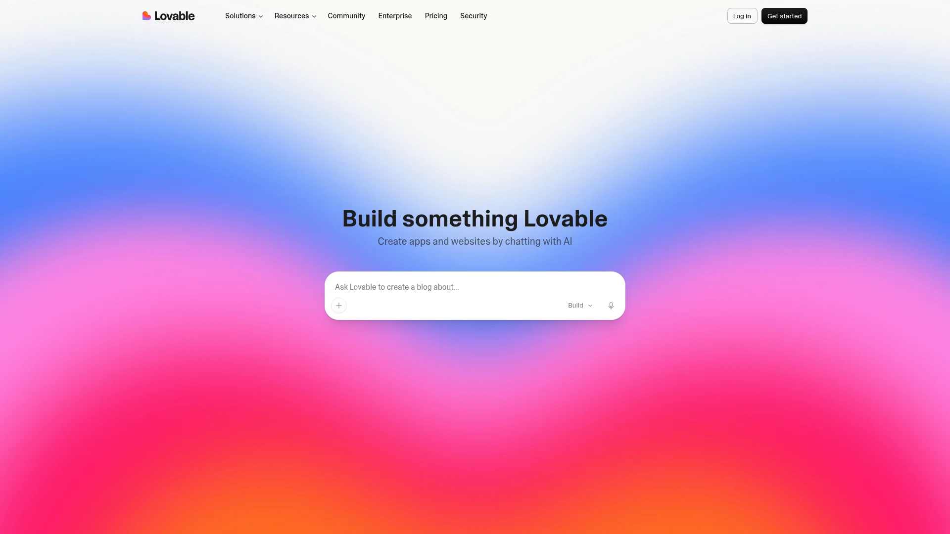Lovable AI app builder free plan homepage