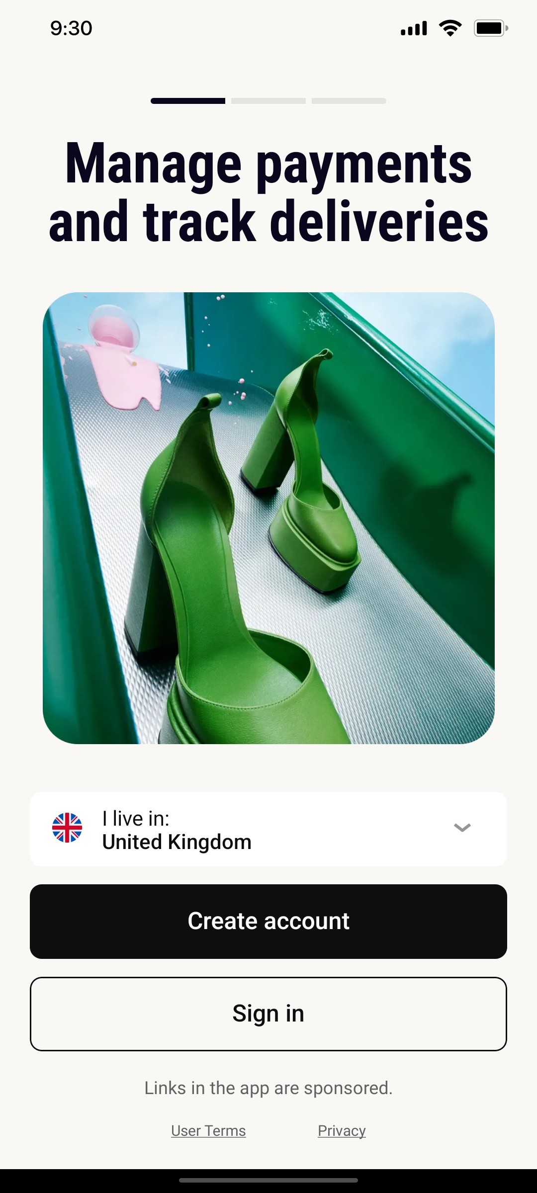 Klarna Create Account 1 Screen