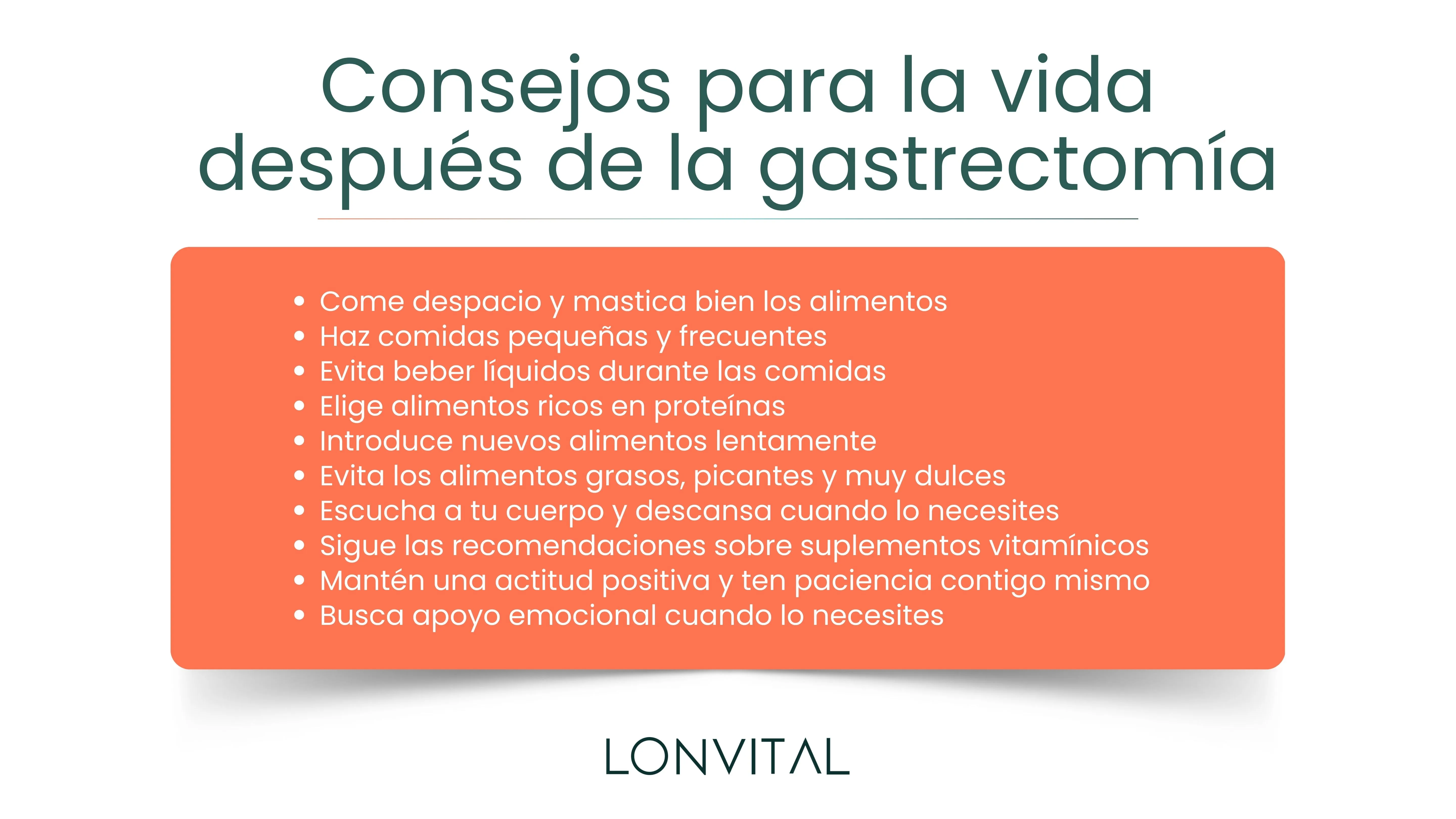 Consejos para la vida después de la gastrectomía