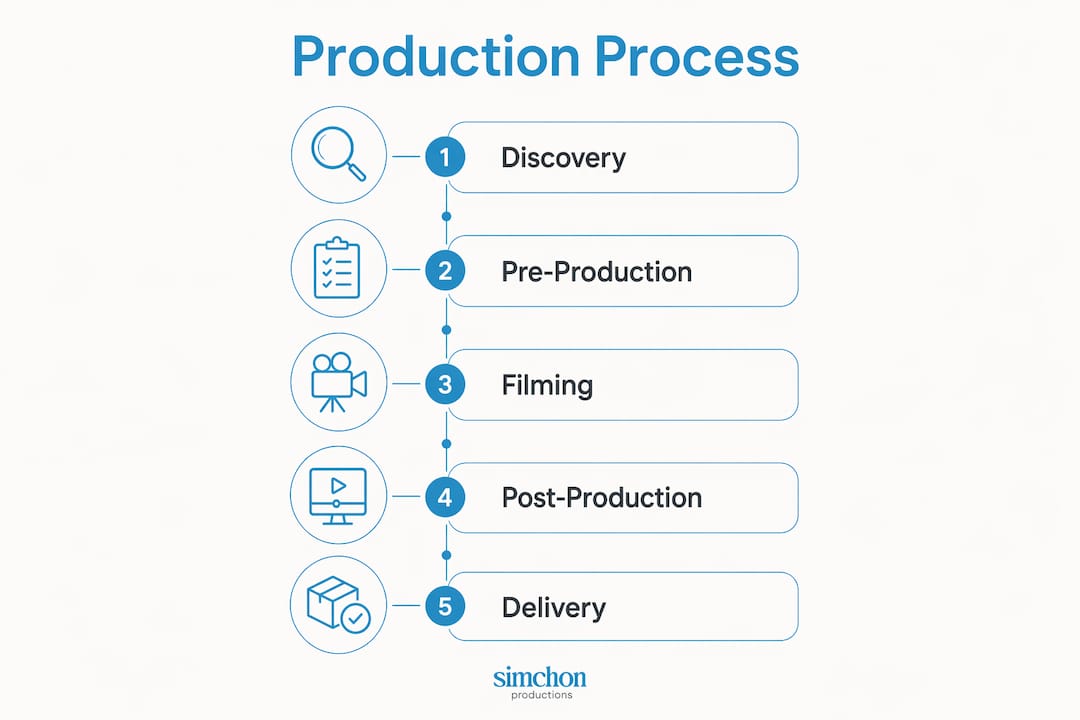 Infographic illustrating production process steps