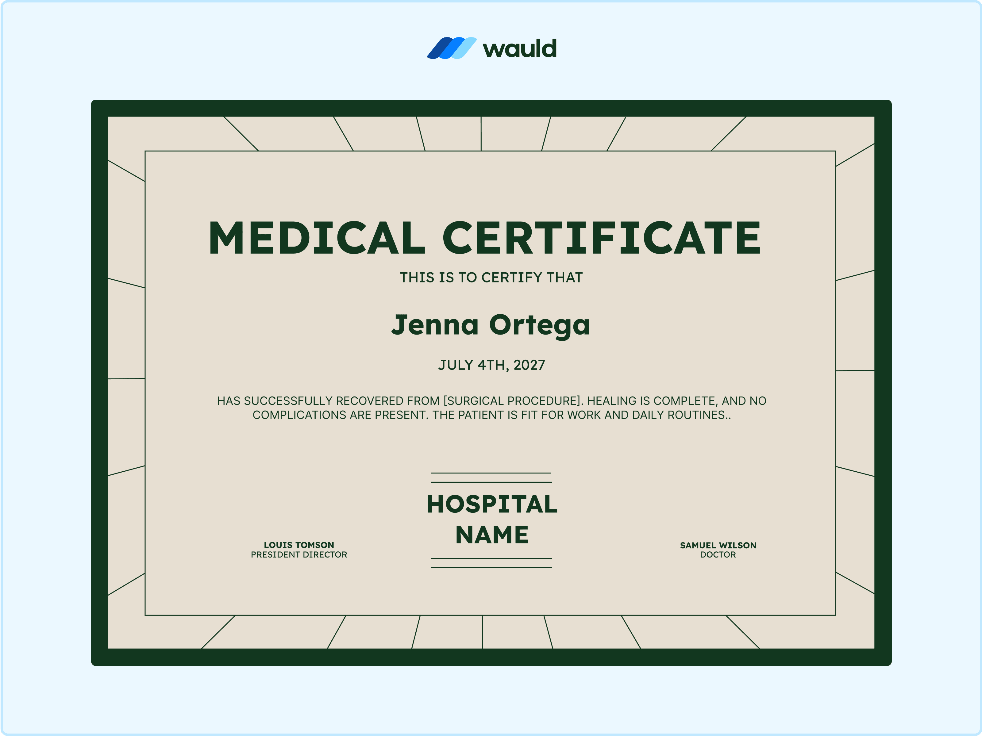 Wauld - Green-Themed Minimalistic Certificate Template&nbsp;