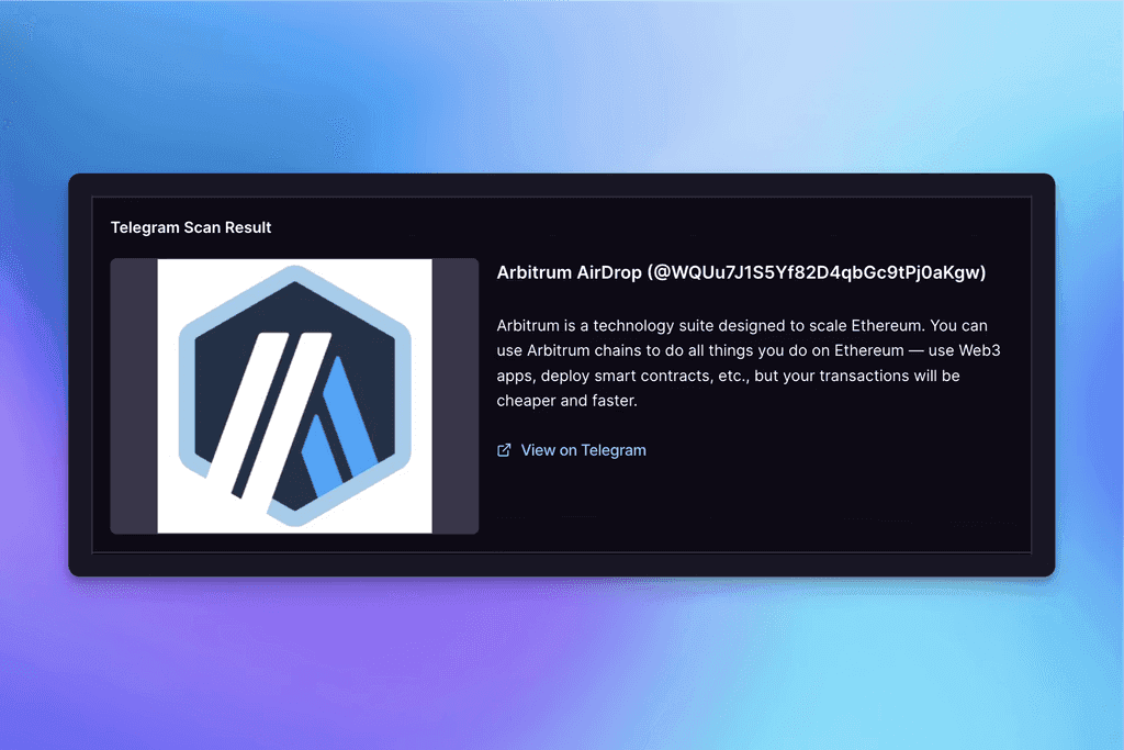 an example of a telegram scan result from an Arbitrum Airdrop