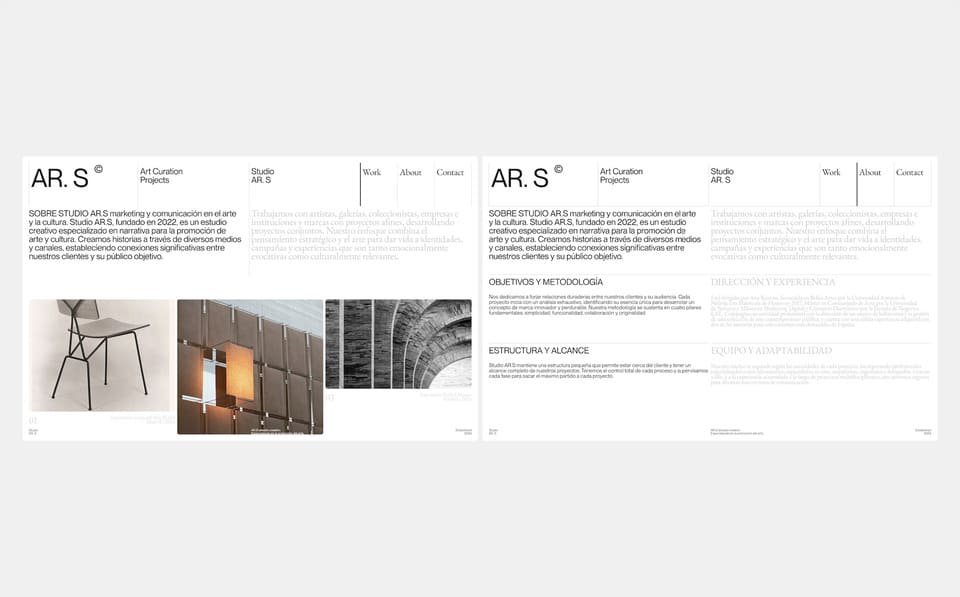 Two sections design of AR.S website.