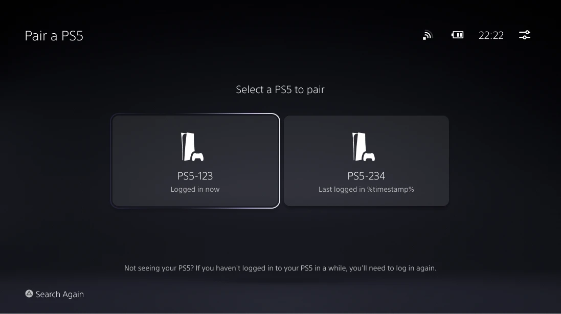 Pairing with a PS5