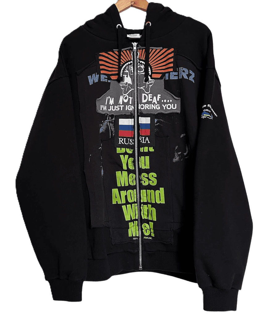 Vetements Russia Patchwork Zip-Up Hoodie