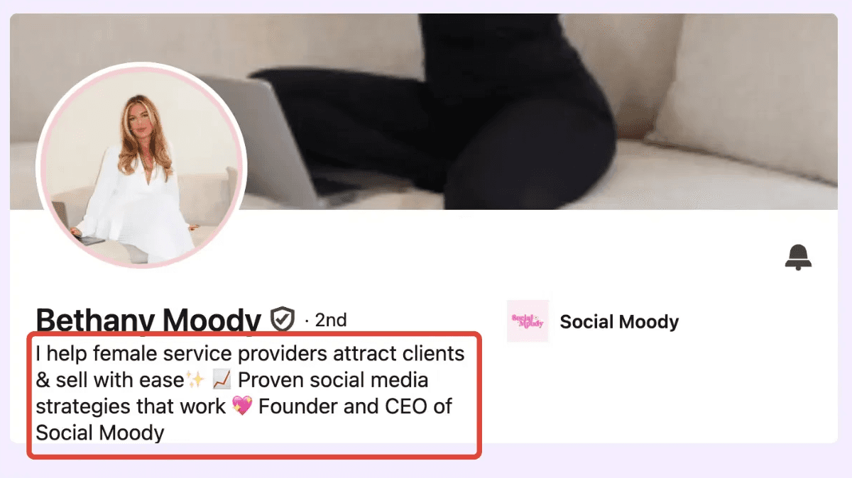 Example of freelancer headline on LinkedIn