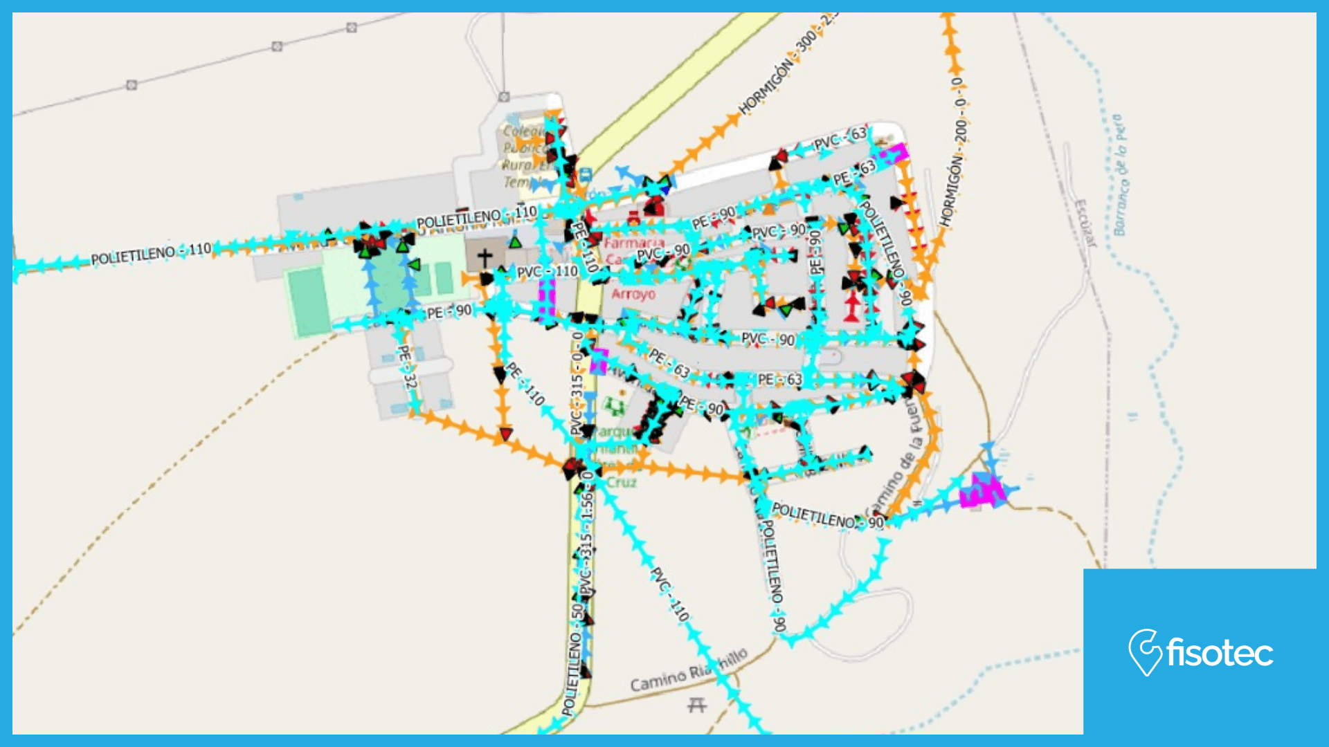 Captura de QGIS con el inventario GIS del municipio de Agrón, Granada — proyecto EIEL de FISOTEC