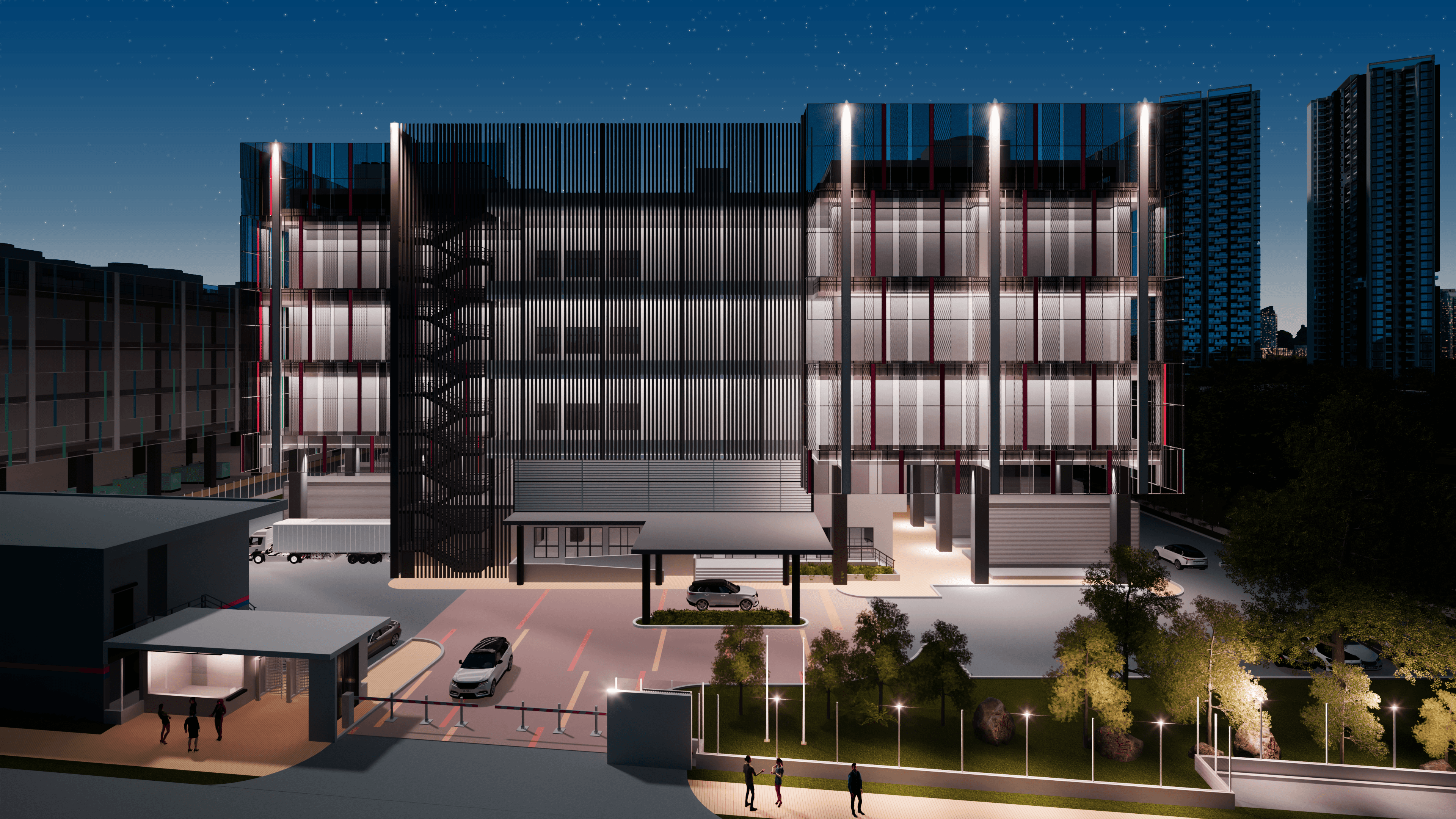 Exterior view of EX1 & EX2 Data Centre project by Asima Architects