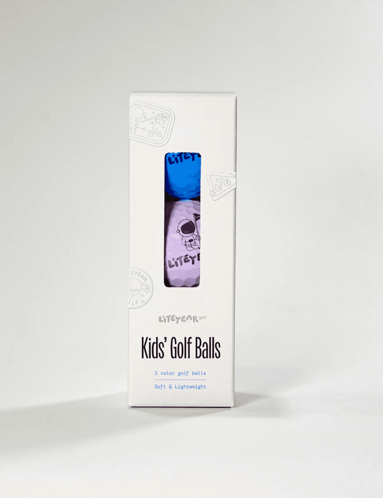 Liteyear Golf kids’ golf ball packaging shown on a white background