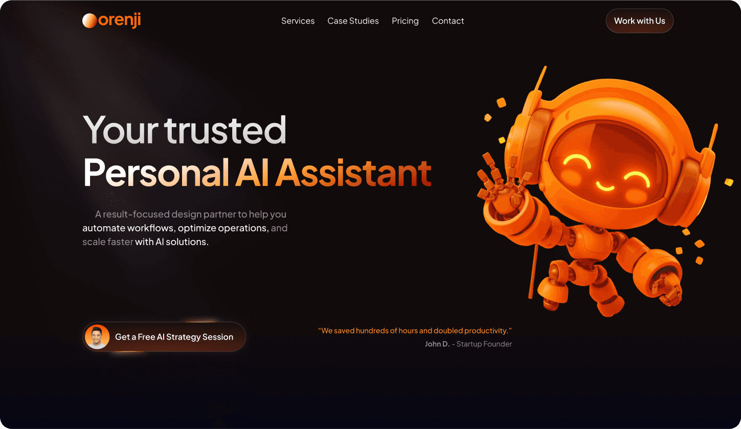 A design of hero section in orange